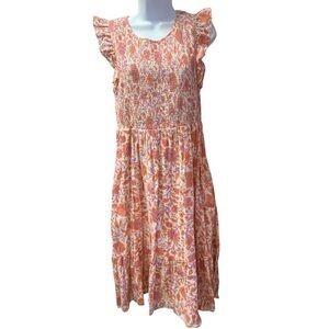 -V Vineyard Vines Paisley Smocked Midi Dress